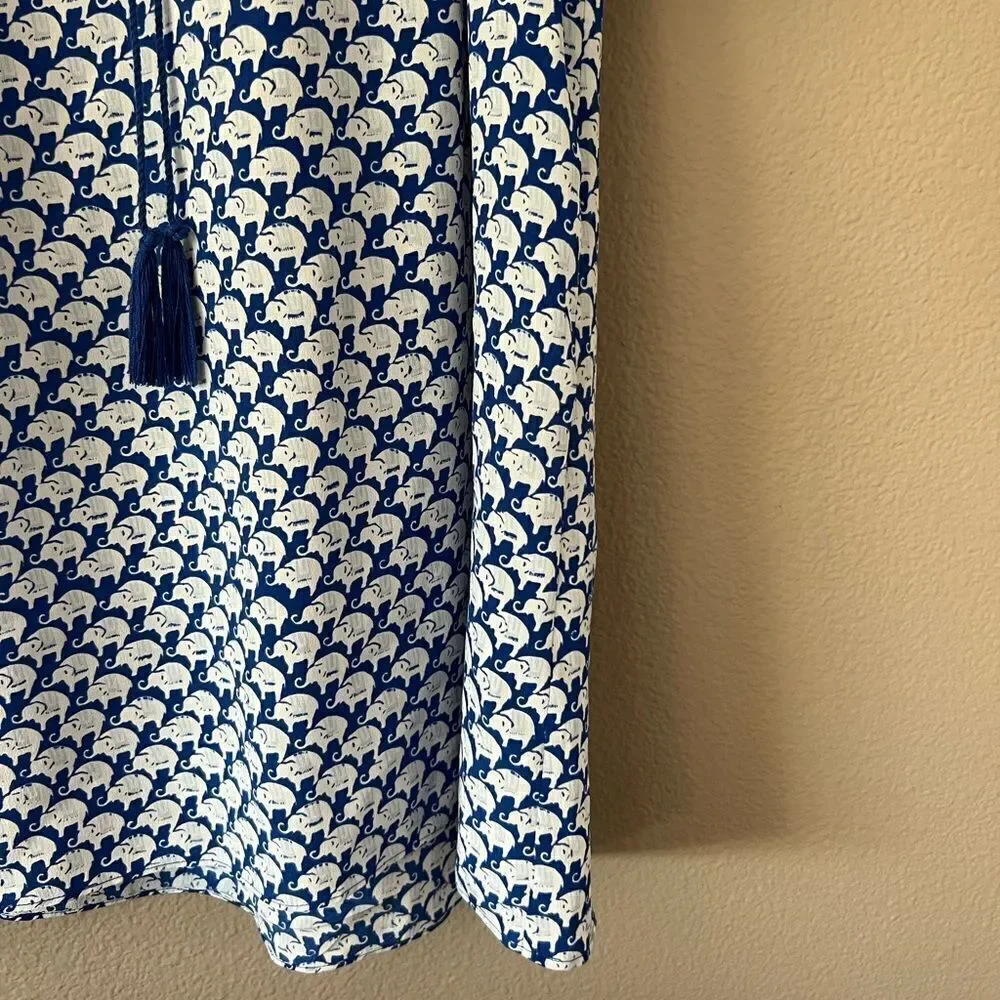 Joie Masha 100% Silk Elephant Print Tassel Blouse
